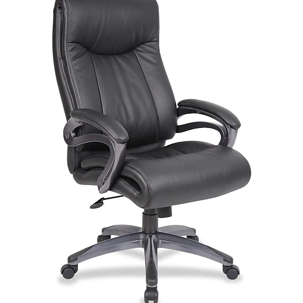 Boss Office Products Double-Layer Ergonomic Faux Leather High-Back Executive Office Chair, Black