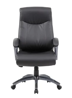 Boss Office Products Double-Layer Ergonomic Faux Leather High-Back Executive Office Chair, Black
