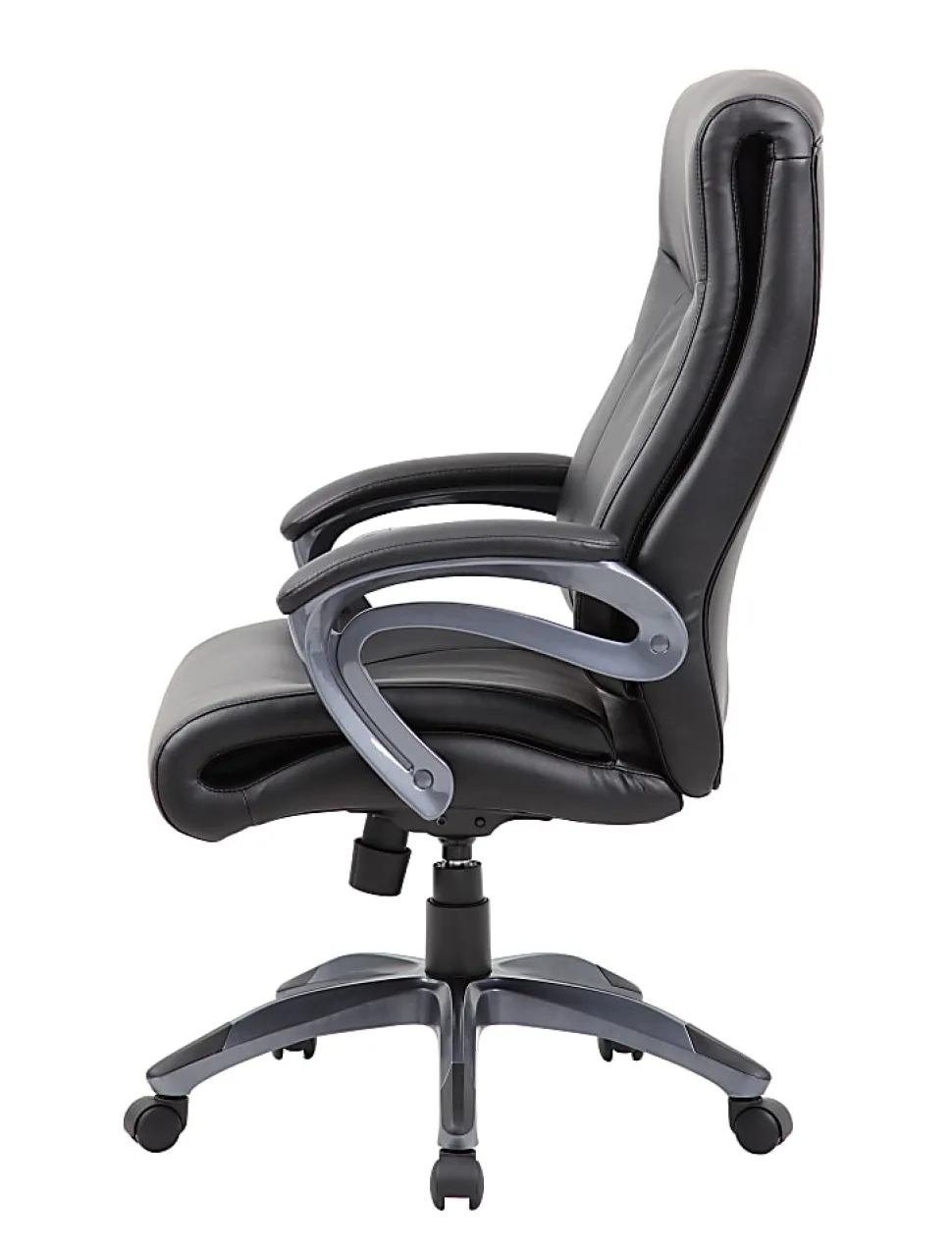 Boss Office Products Double-Layer Ergonomic Faux Leather High-Back Executive Office Chair, Black