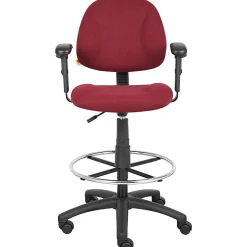Boss Office Products Drafting Stool, Adjustable Arms, Burgundy, B1616-BY