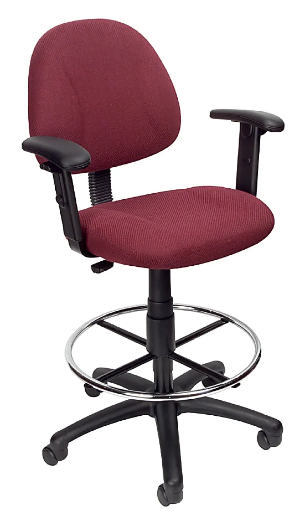 Boss Office Products Drafting Stool, Adjustable Arms, Burgundy, B1616-BY