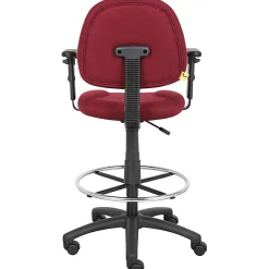Boss Office Products Drafting Stool, Adjustable Arms, Burgundy, B1616-BY