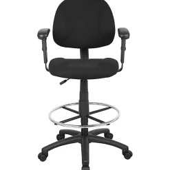 Boss Office Products Drafting Stool, Adjustable Arms, Black, B1616-BK