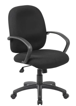 Boss Office Products Ergonomic Budget Tweed Mid-Back Task Chair, Black