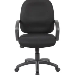 Boss Office Products Ergonomic Budget Tweed Mid-Back Task Chair, Black