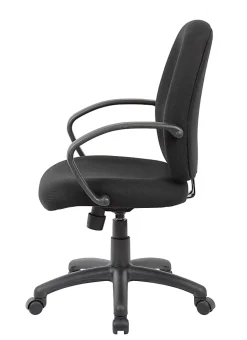 Boss Office Products Ergonomic Budget Tweed Mid-Back Task Chair, Black