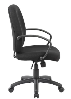 Boss Office Products Ergonomic Budget Tweed Mid-Back Task Chair, Black