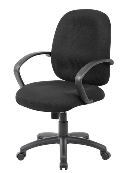 Boss Office Products Ergonomic Budget Tweed Mid-Back Task Chair, Black