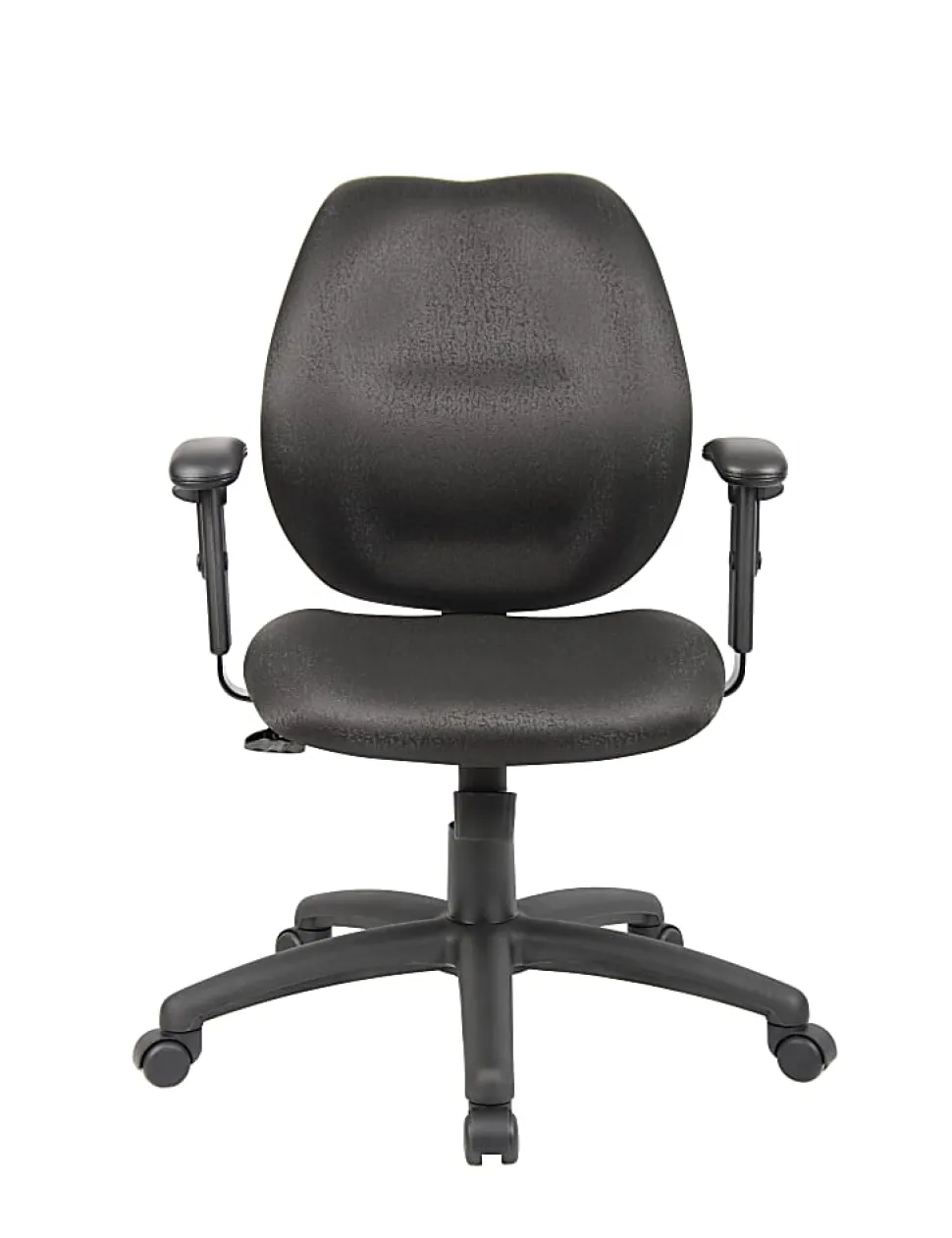Boss Office Products Ergonomic Vinyl Mid-Back Task Chair With Adjustable Arms, Black