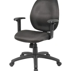 Boss Office Products Ergonomic Vinyl Mid-Back Task Chair With Adjustable Arms, Black