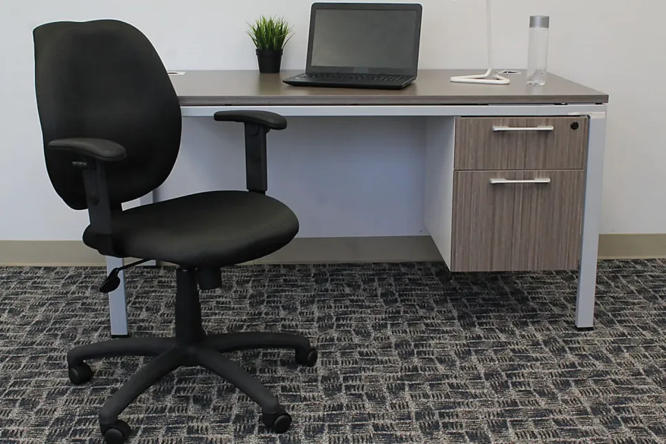 Boss Office Products Ergonomic Vinyl Mid-Back Task Chair With Adjustable Arms, Black