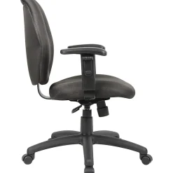 Boss Office Products Ergonomic Vinyl Mid-Back Task Chair With Adjustable Arms, Black