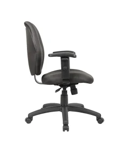 Boss Office Products Ergonomic Vinyl Mid-Back Task Chair With Adjustable Arms, Black