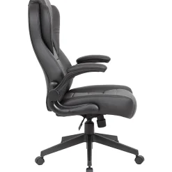 Boss Office Products Ergonomic LeatherPlusâ„¢ Bonded Leather High-Back Executive Chair, Black