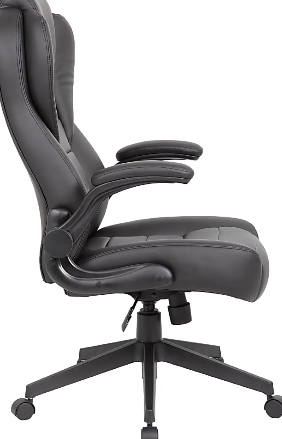 Boss Office Products Ergonomic LeatherPlus™ Bonded Leather High-Back Executive Chair, Black