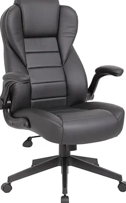 Boss Office Products Ergonomic LeatherPlus™ Bonded Leather High-Back Executive Chair, Black