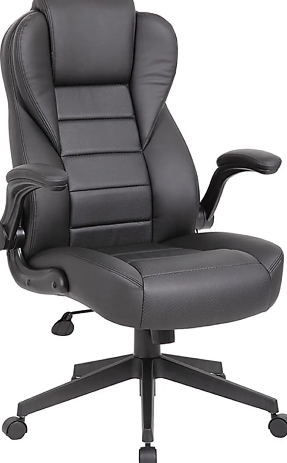 Boss Office Products Ergonomic LeatherPlus™ Bonded Leather High-Back Executive Chair, Black