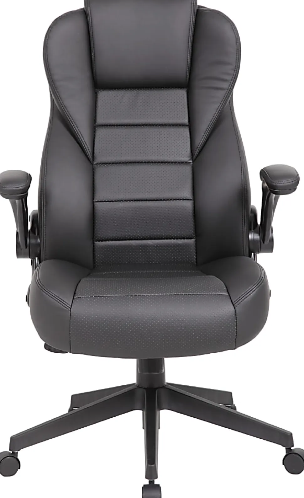 Boss Office Products Ergonomic LeatherPlus™ Bonded Leather High-Back Executive Chair, Black