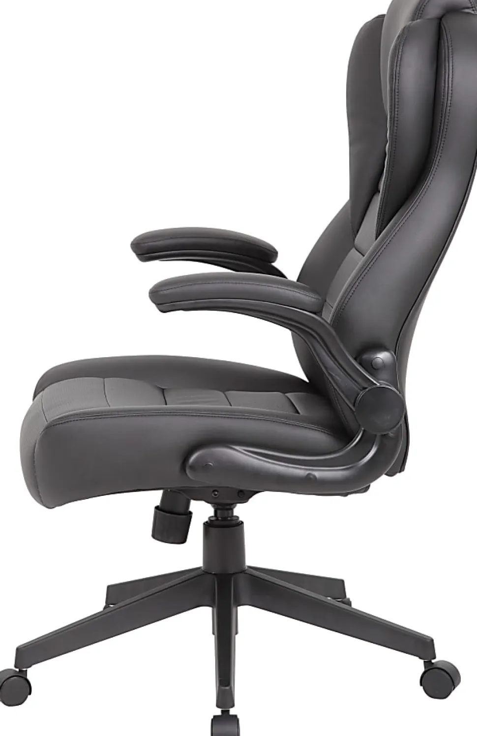 Boss Office Products Ergonomic LeatherPlus™ Bonded Leather High-Back Executive Chair, Black