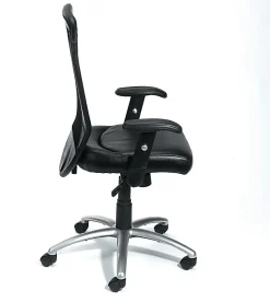 Boss Office Products Ergonomic LeatherPlus™ Bonded Leather/Mesh Web Chair, Black