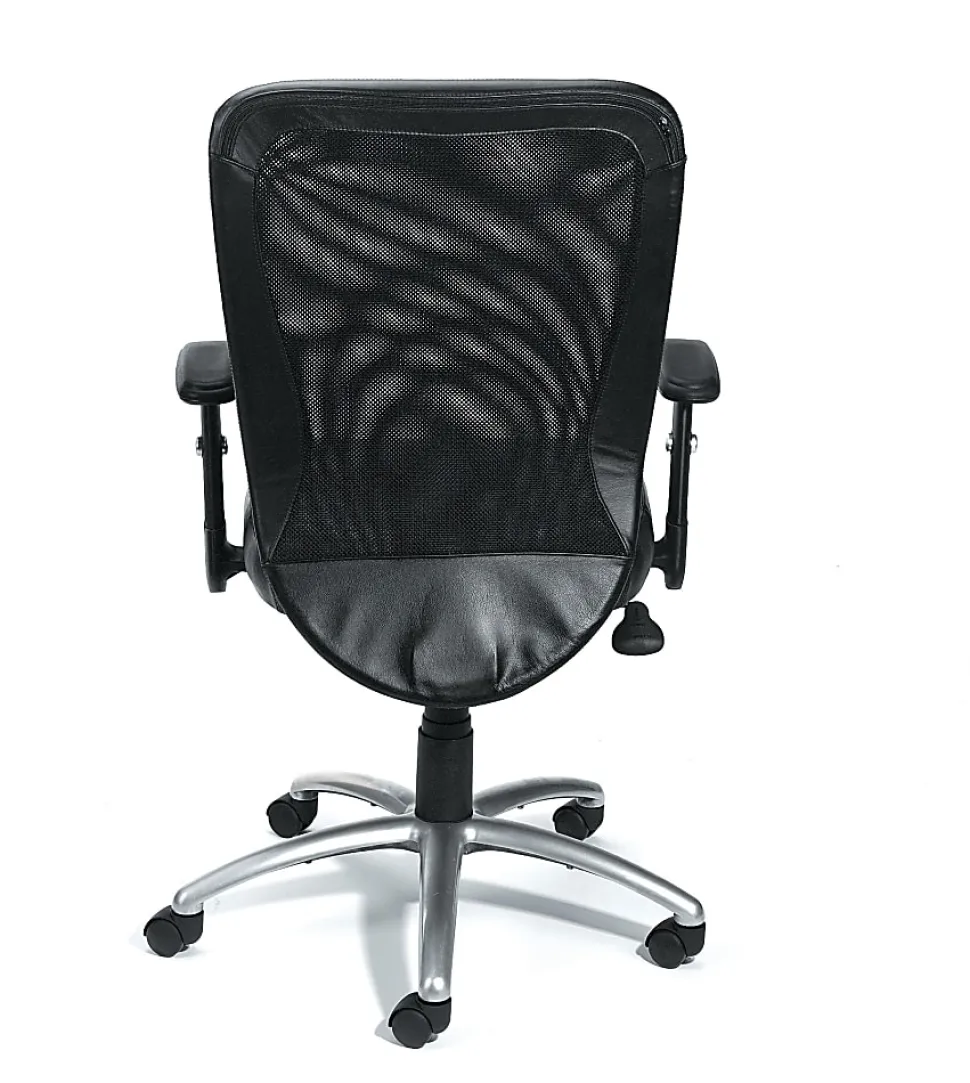 Boss Office Products Ergonomic LeatherPlus™ Bonded Leather/Mesh Web Chair, Black