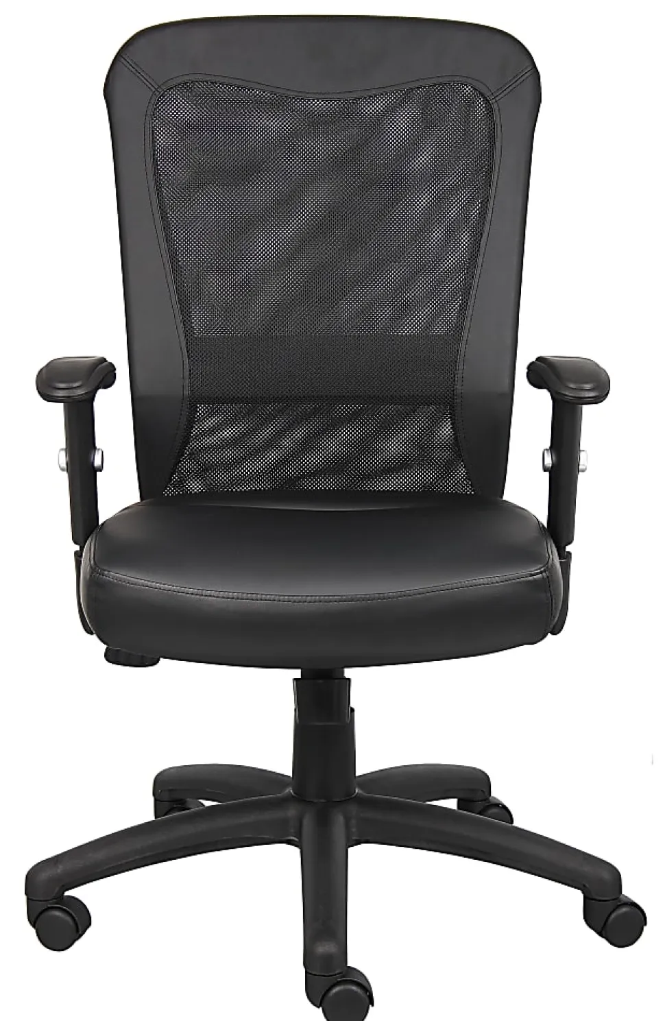 Boss Office Products Ergonomic LeatherPlus™ Bonded Leather/Mesh Web Chair, Black