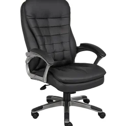 Boss Office Products Ergonomic Vinyl High-Back Chair, Black/Pewter