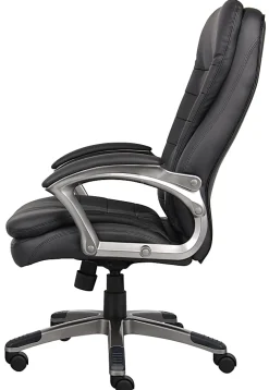 Boss Office Products Ergonomic Vinyl High-Back Chair, Black/Pewter