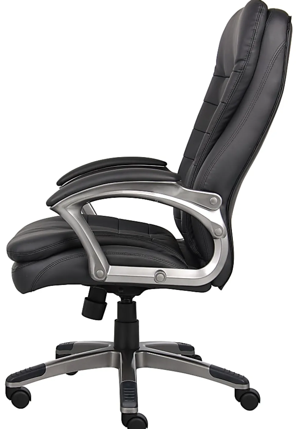 Boss Office Products Ergonomic Vinyl High-Back Chair, Black/Pewter
