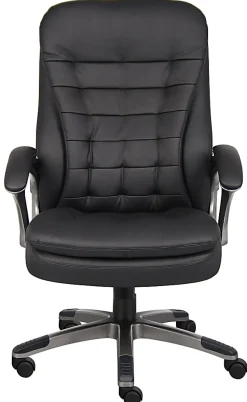 Boss Office Products Ergonomic Vinyl High-Back Chair, Black/Pewter