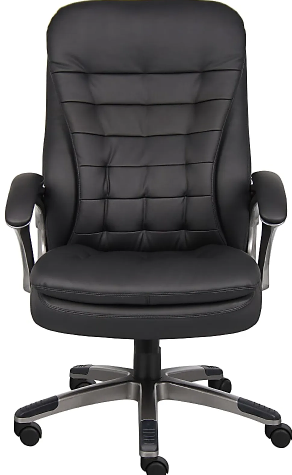 Boss Office Products Ergonomic Vinyl High-Back Chair, Black/Pewter