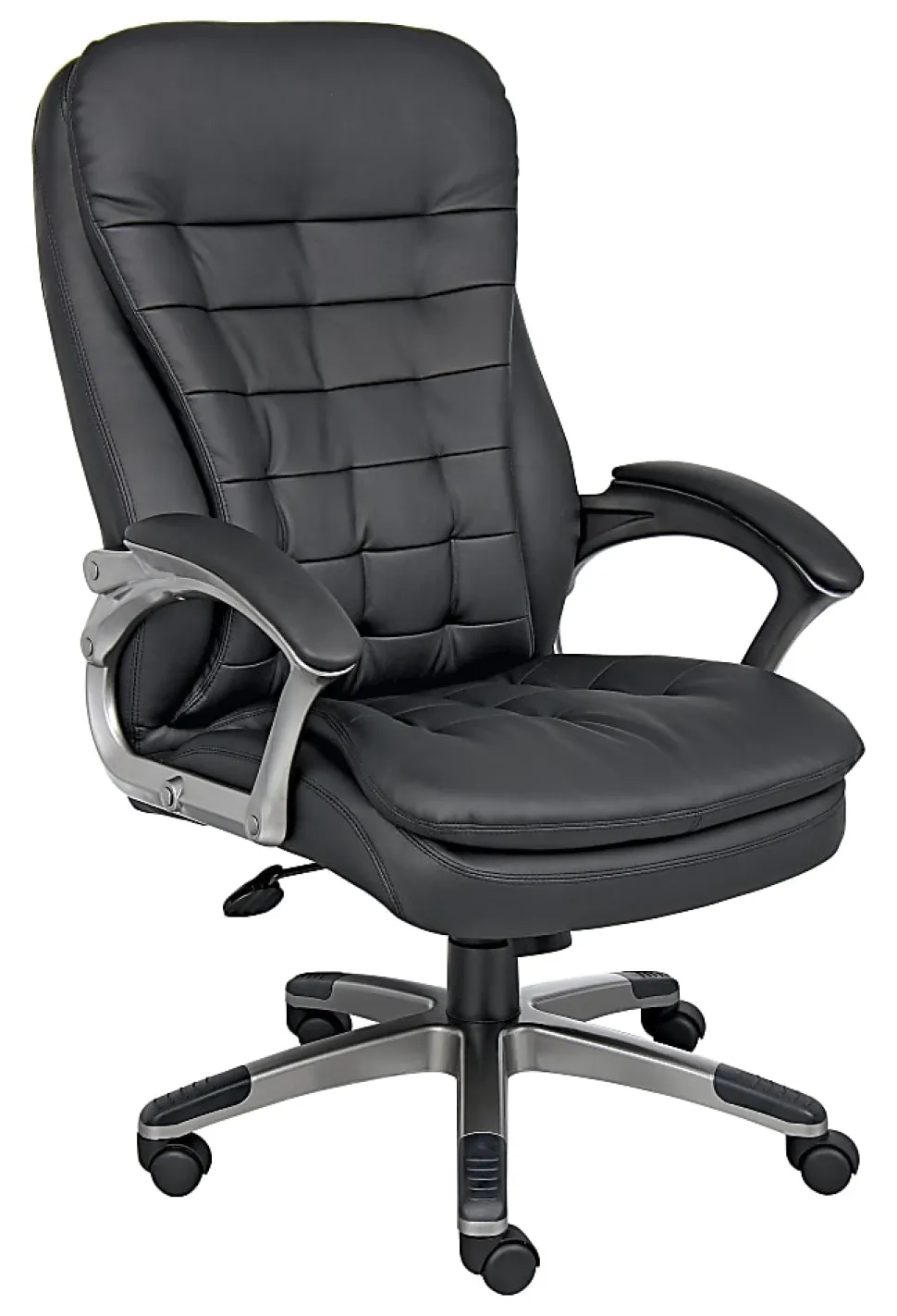 Boss Office Products Ergonomic Vinyl High-Back Chair, Black/Pewter