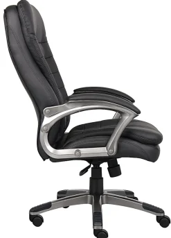 Boss Office Products Ergonomic Vinyl High-Back Chair, Black/Pewter