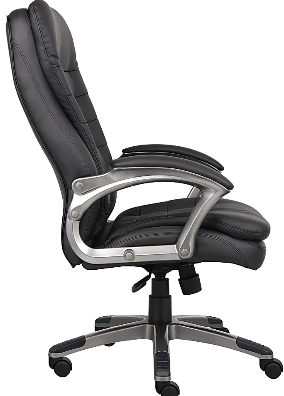 Boss Office Products Ergonomic Vinyl High-Back Chair, Black/Pewter