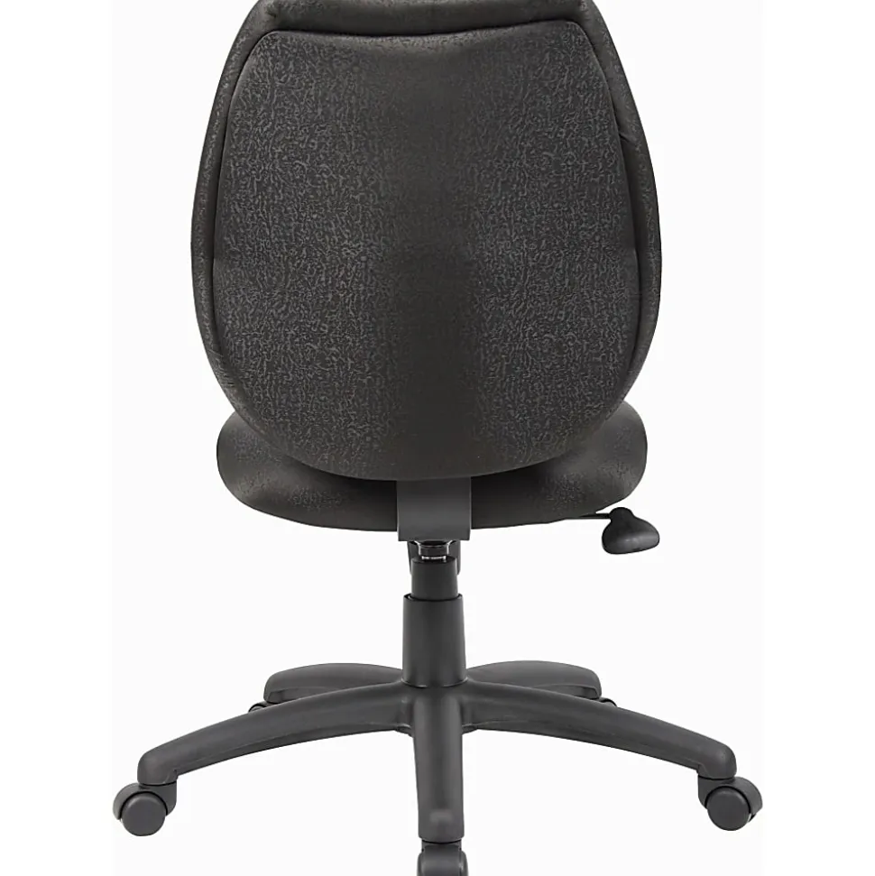 Boss Office Products Ergonomic Fabric Mid-Back Task Office Chair Without Arms, Black