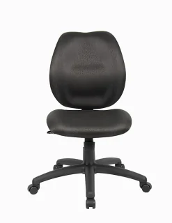 Boss Office Products Ergonomic Fabric Mid-Back Task Office Chair Without Arms, Black