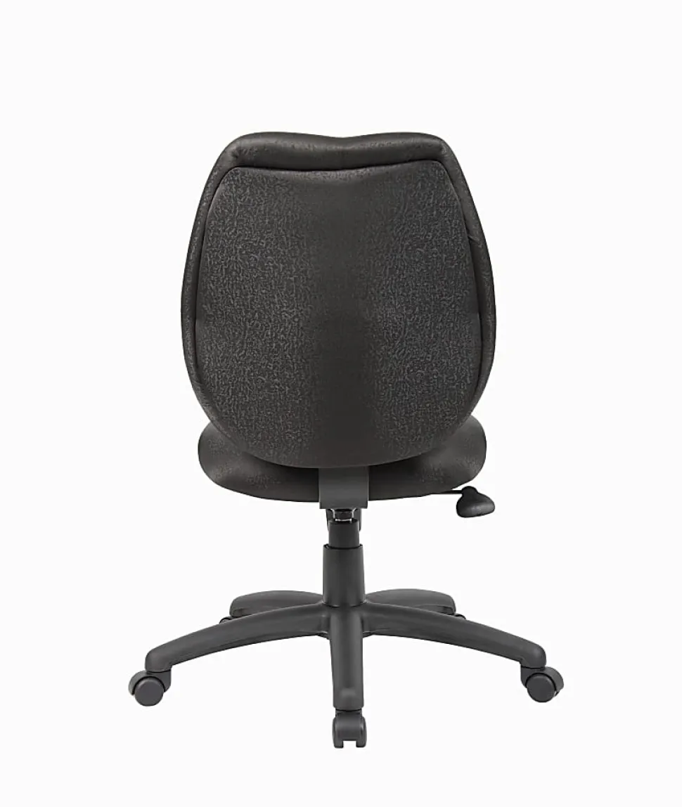 Boss Office Products Ergonomic Fabric Mid-Back Task Office Chair Without Arms, Black