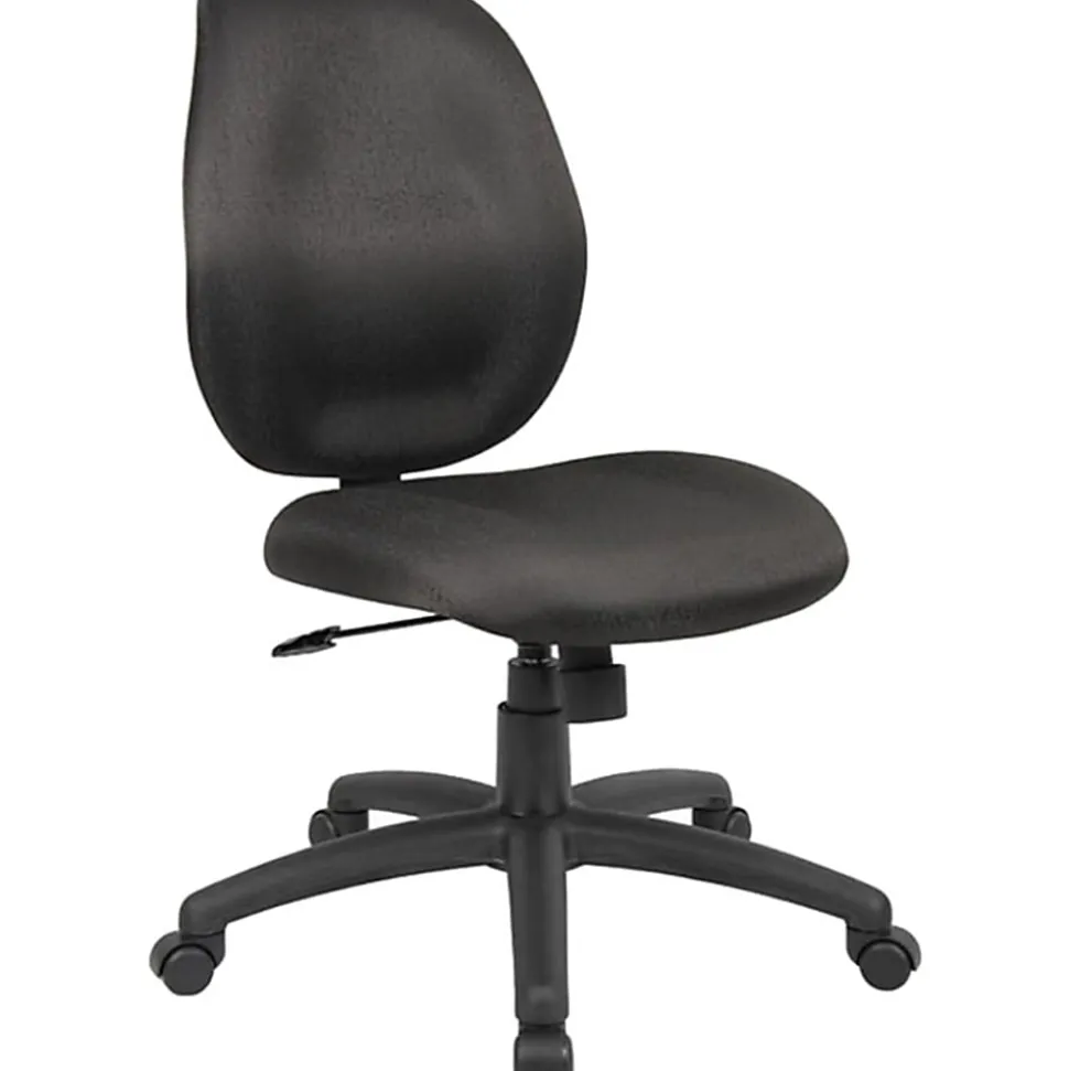 Boss Office Products Ergonomic Fabric Mid-Back Task Office Chair Without Arms, Black