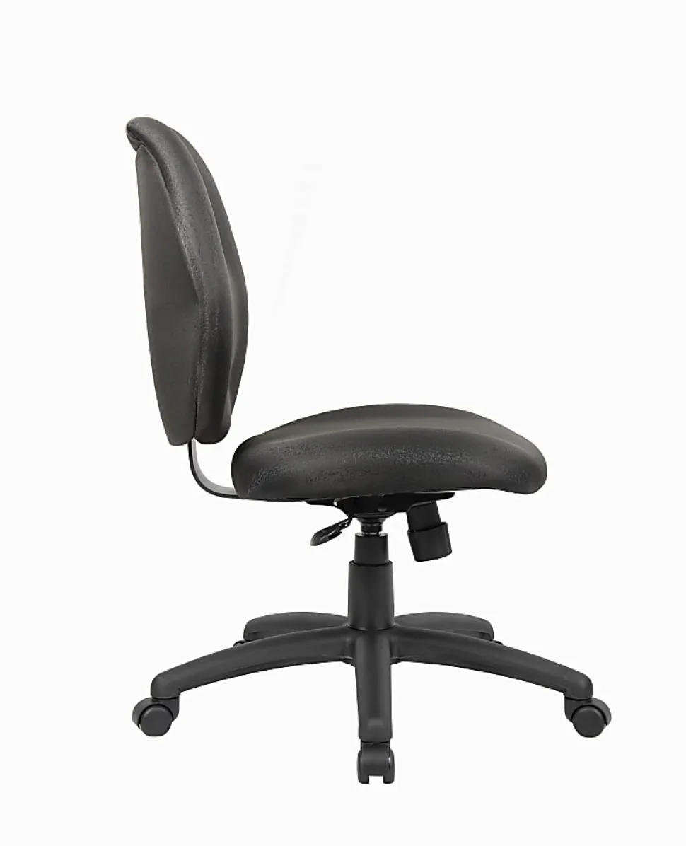 Boss Office Products Ergonomic Fabric Mid-Back Task Office Chair Without Arms, Black