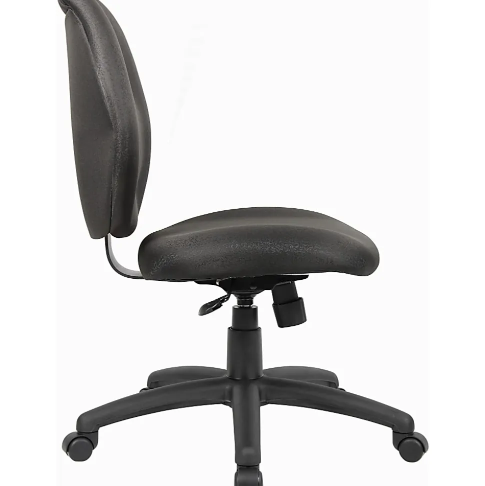 Boss Office Products Ergonomic Fabric Mid-Back Task Office Chair Without Arms, Black