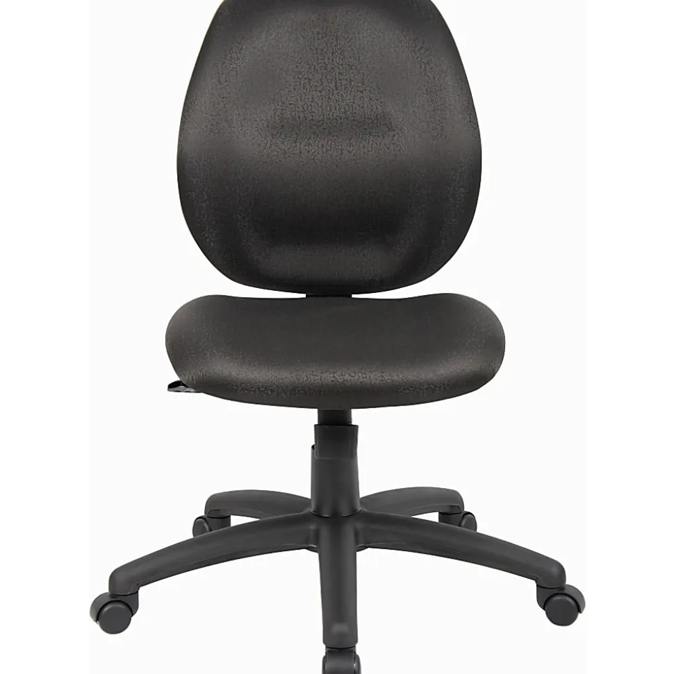 Boss Office Products Ergonomic Fabric Mid-Back Task Office Chair Without Arms, Black