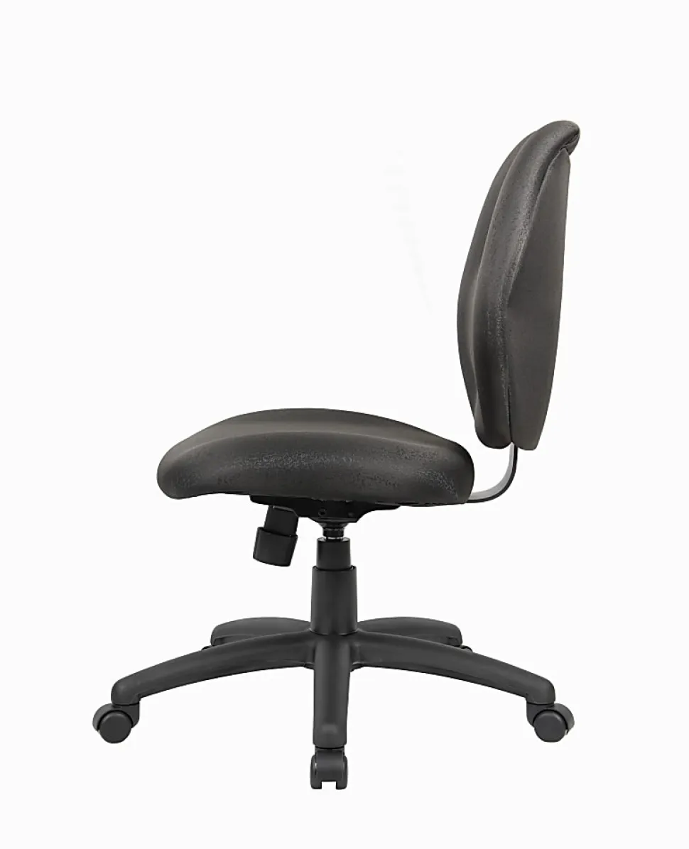 Boss Office Products Ergonomic Fabric Mid-Back Task Office Chair Without Arms, Black
