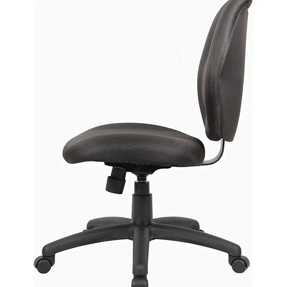 Boss Office Products Ergonomic Fabric Mid-Back Task Office Chair Without Arms, Black