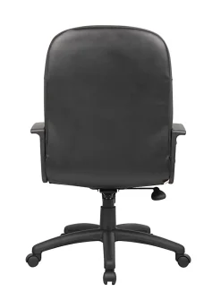 Boss Office Products Ergonomic Mid-Back Leather Chair, Black