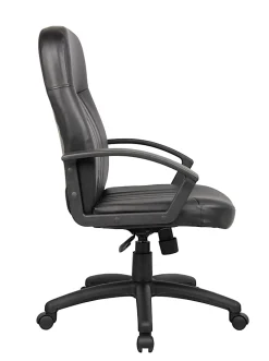 Boss Office Products Ergonomic Mid-Back Leather Chair, Black