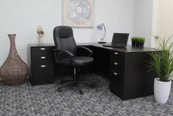 Boss Office Products Ergonomic Mid-Back Leather Chair, Black