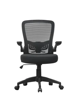 Boss Office Products Ergonomic Mesh High-Back Flip Arm Task Chair, Black