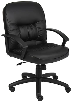 Boss Office Products Ergonomic Vinyl Mid-Back Chair, Black