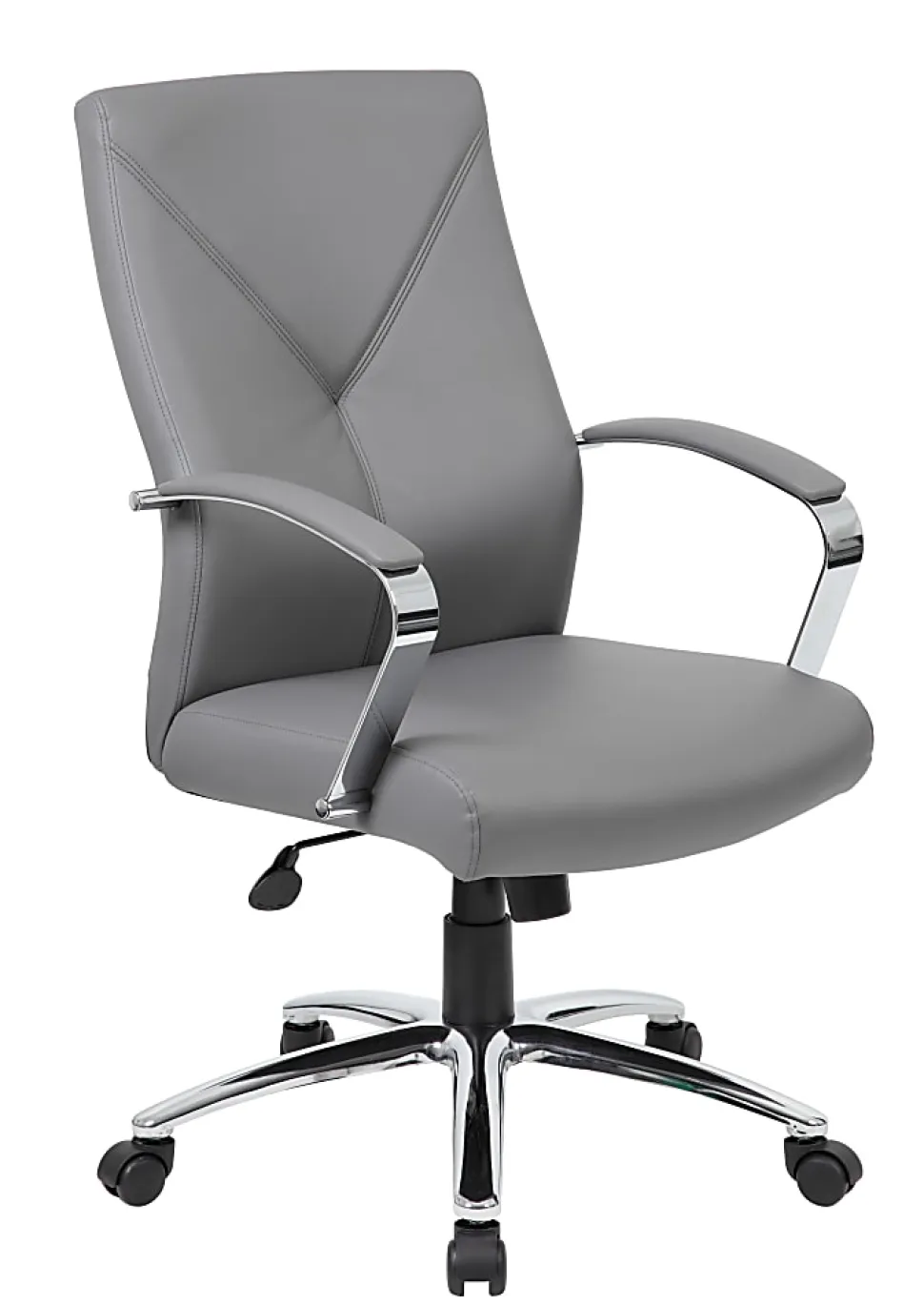 Boss Office Products Ergonomic High-Back Chair, Gray/Chrome/Gray