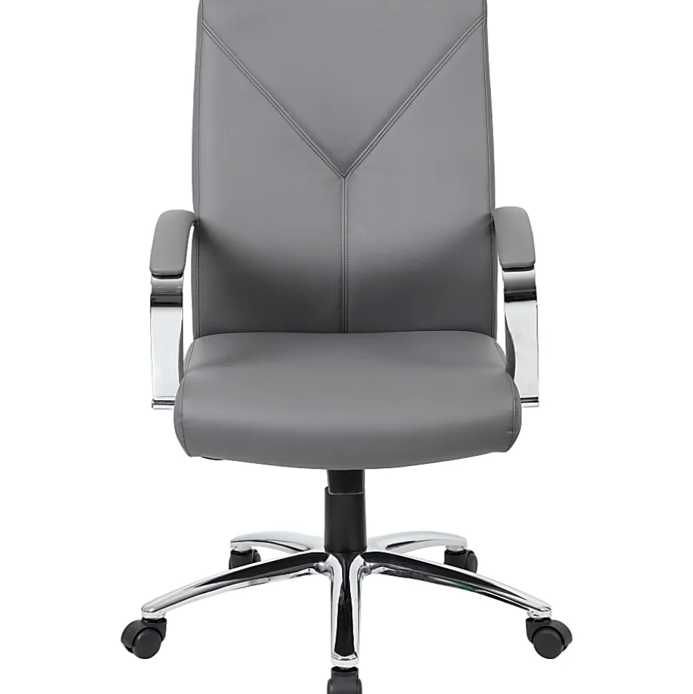 Boss Office Products Ergonomic High-Back Chair, Gray/Chrome/Gray